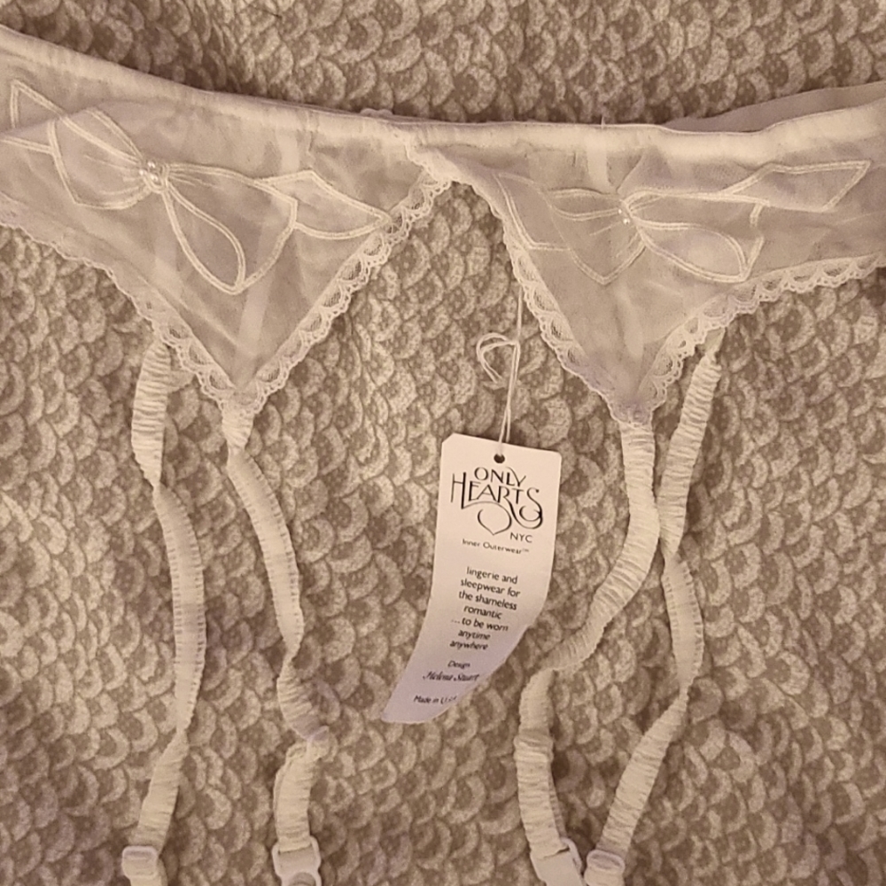 Found It! Beatiful Lace /beaded Only Hearts Garder Belt Soft Cream !!!